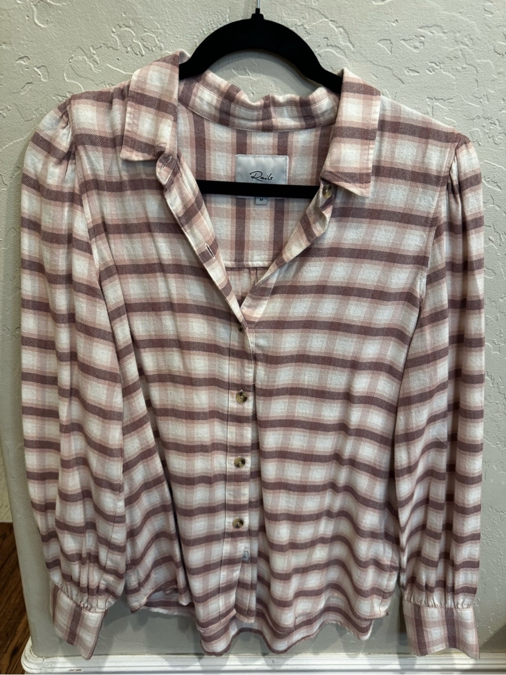Rails Pink and White Plaid Button-Front Shirt